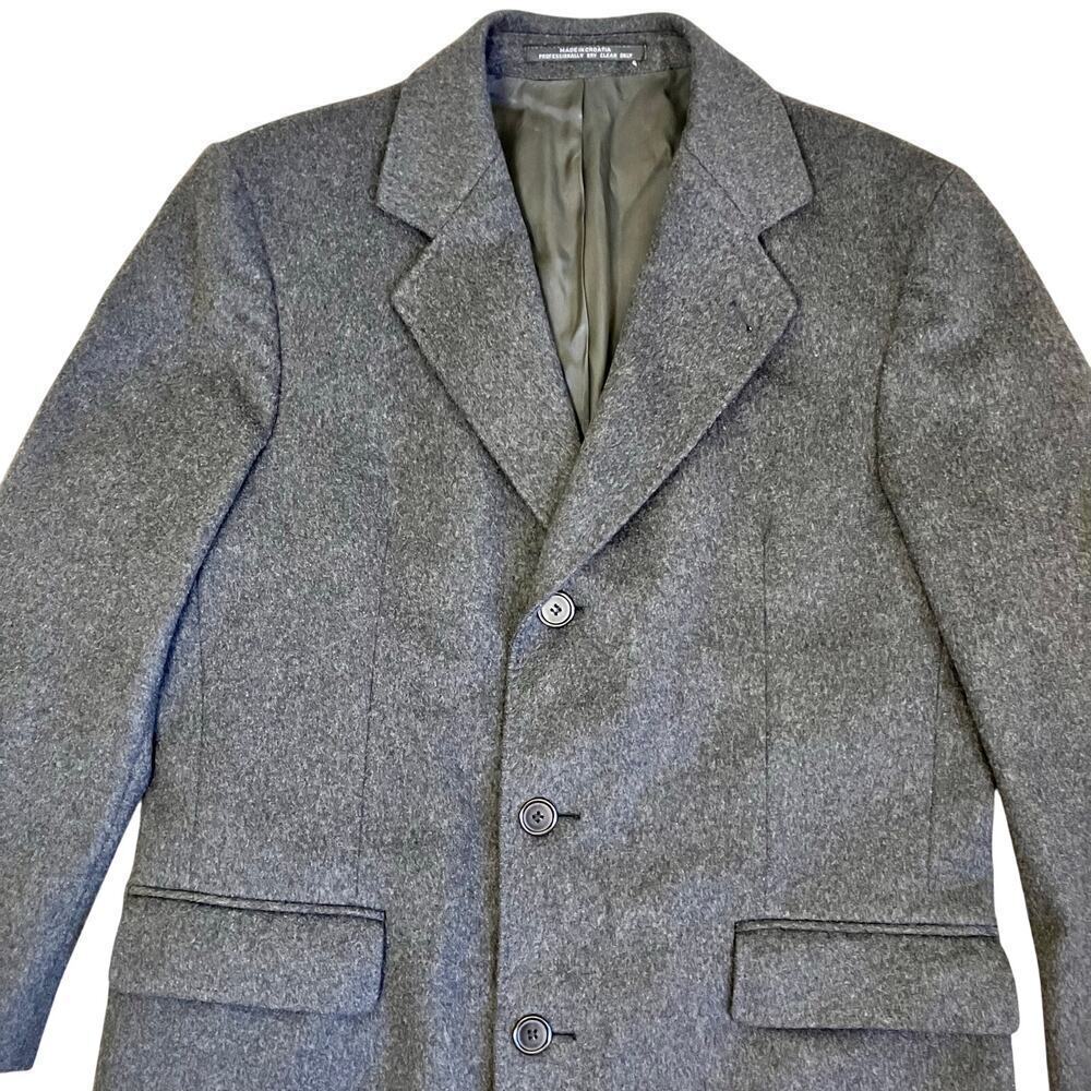 Franco's Mens XL Vintage 100% Cashmere Karamai Full Length Dress Coat Charcoal - Picture 4 of 16